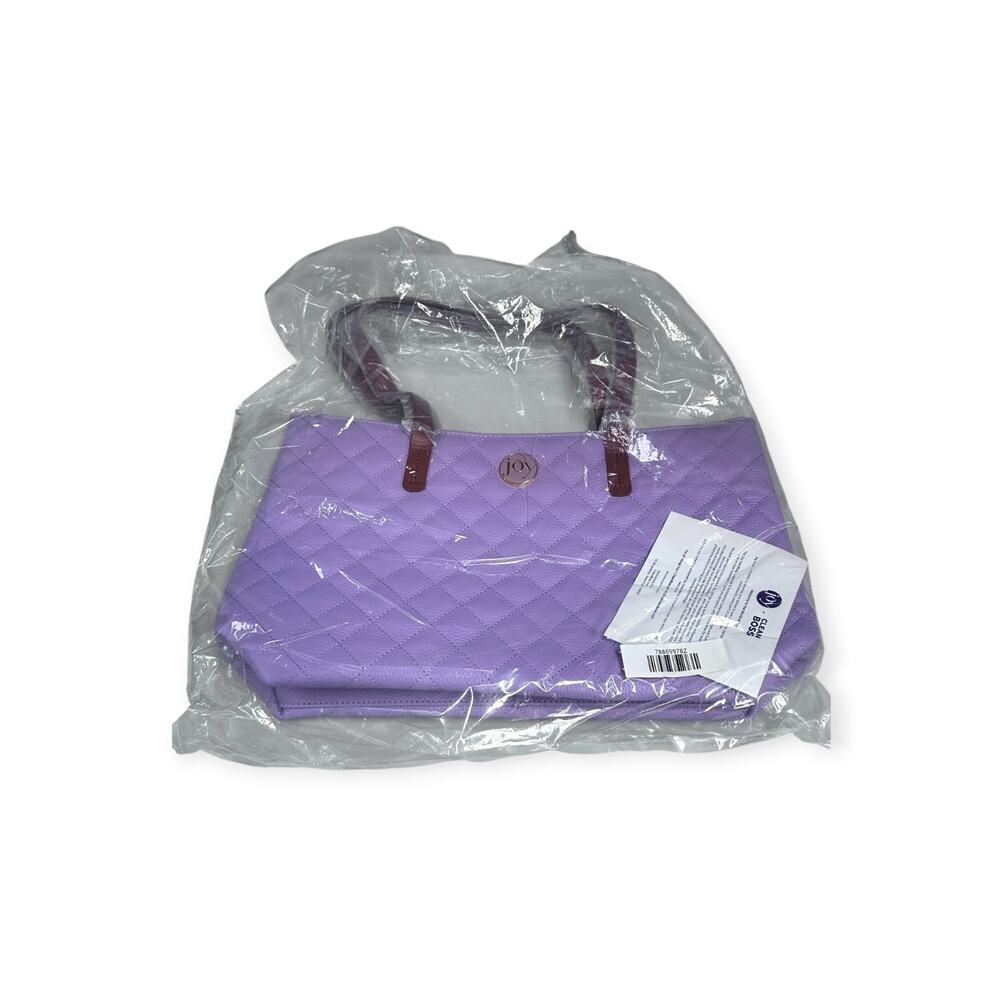 JOY Iconic Quilted Leather Tote Bag Anti-Microbial & RFID Purple NWT SEALED